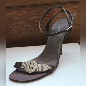 Calvin Klein Vintage Ankle Strap Sandals w/ Rhinestones Accents